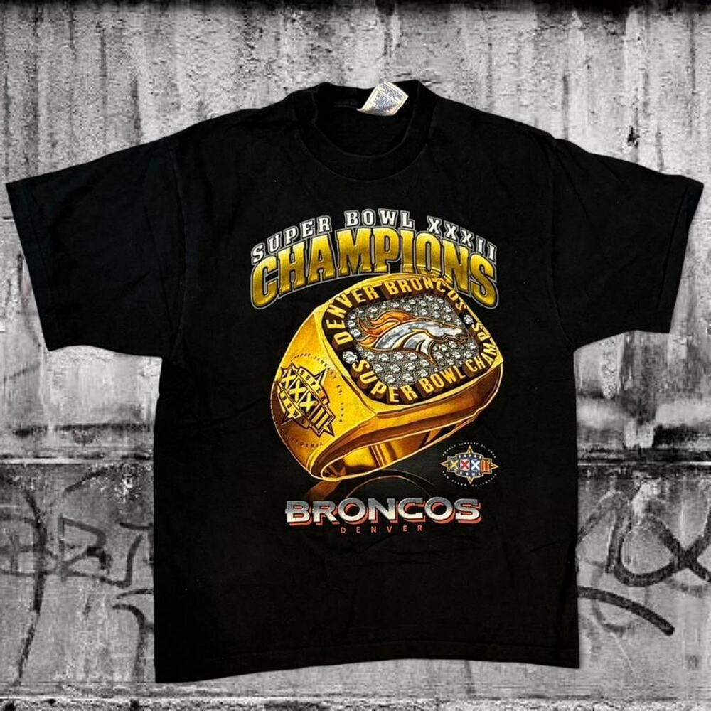 Vintage 1998 Denver Broncos Super Bowl XXXII Champions Tee L Black - Pro Player